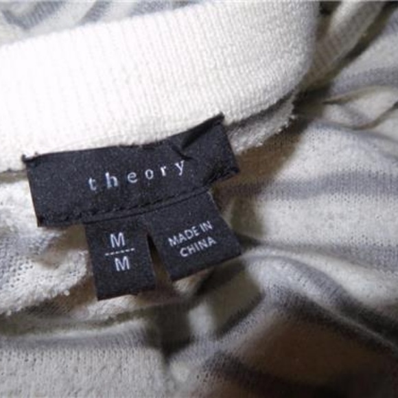 THEORY WHITE,GRAY STRIPED TERRY TEXTURED SWEATERM - Picture 4 of 4